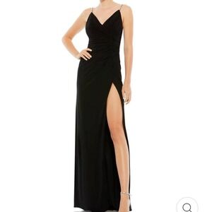 Ieena for Mac Duggal Gown Evening Dress‎ Rhinestone Straps Black Size 4